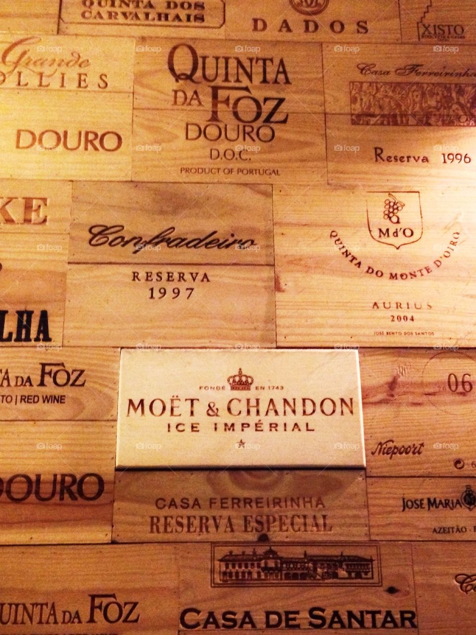 Wall covered of Wood wine boxes 