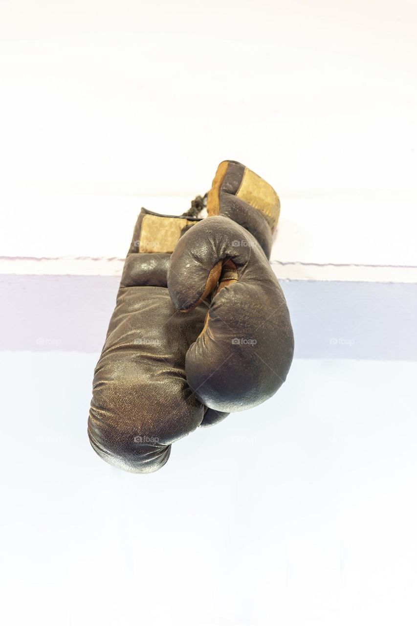 old leather boxing gloves