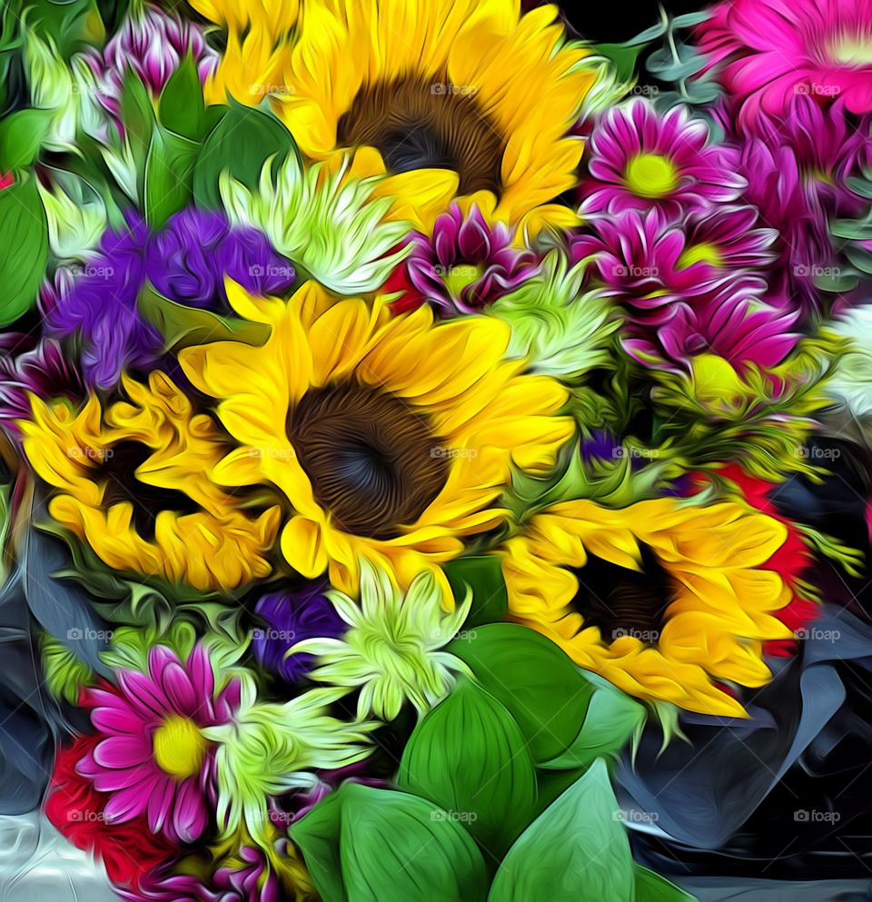 Brightly colored flowers sharing the spotlight!