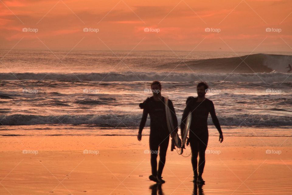 Sunset surfing