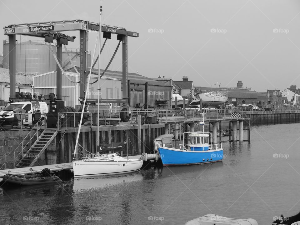 Blue fishing boat. St Sampson Guernsey 