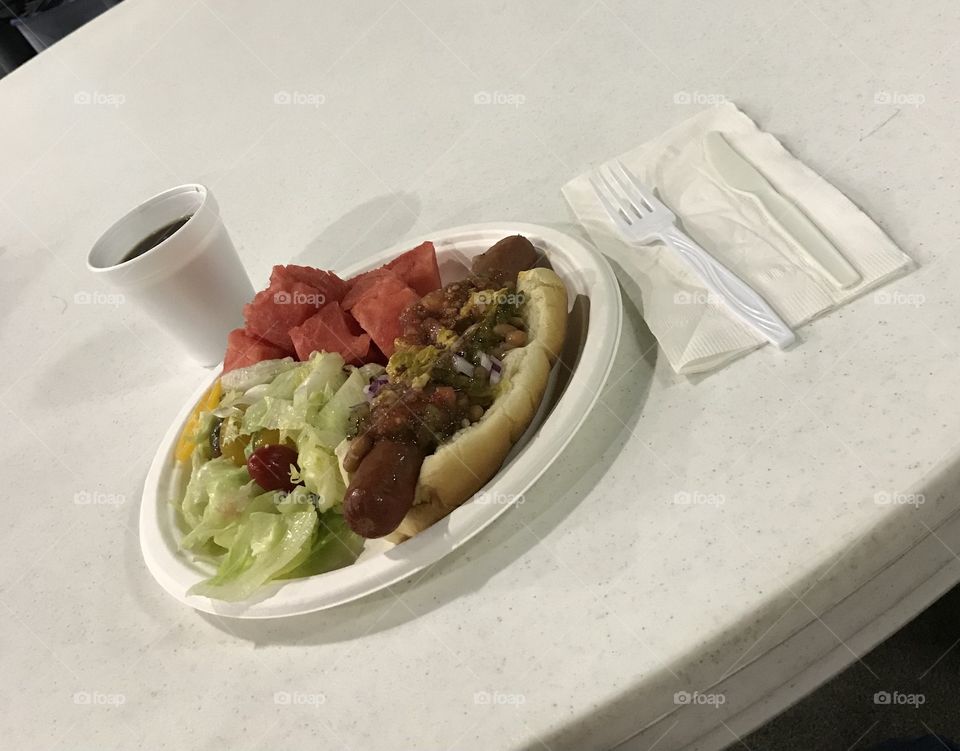 Hot dog dinner at church.