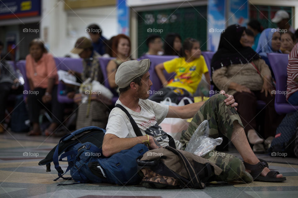 Tourist in the train station 