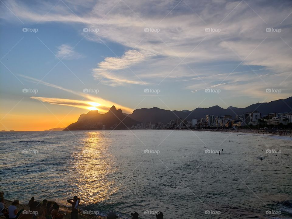 Fim de tarde na Praia de Ipanema, Rio de Janeiro, Brasil