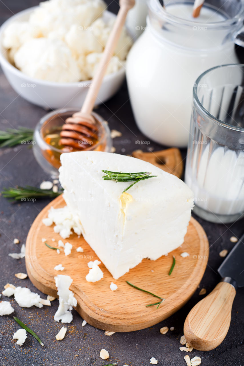 Cheese on cutting board