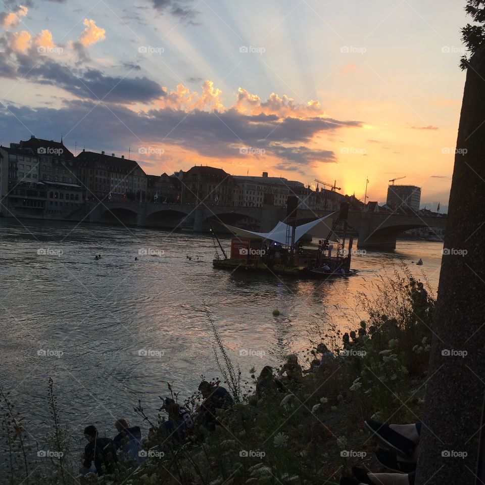 Watchong a concert in Basel at the Rhine