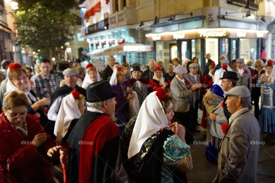 Dancing in the streets of Madrid for Dia de la Almudena 