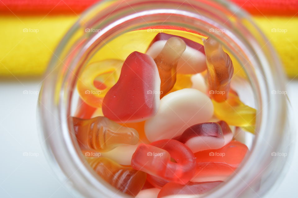 gelatin candy in a jar top view