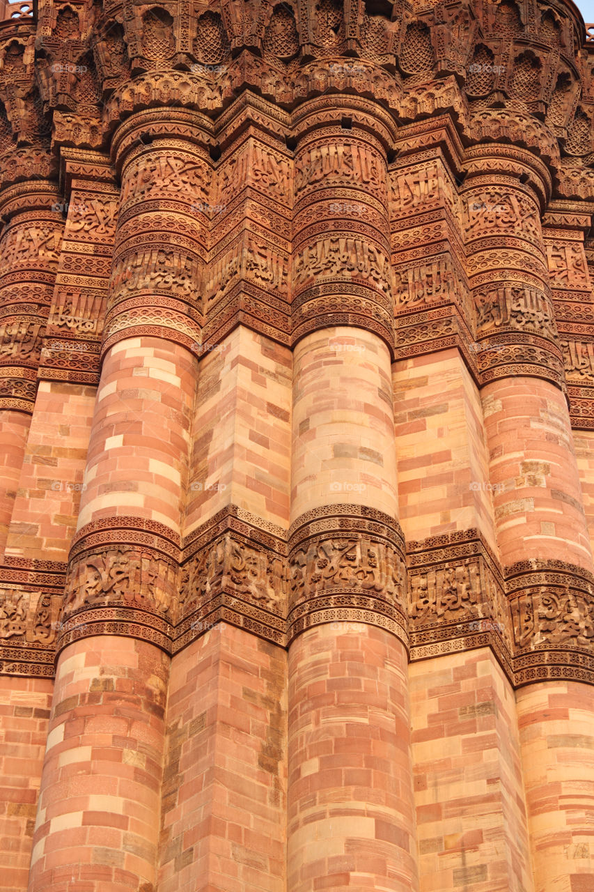 Architectural details of qutub Minar, New Delhi, India