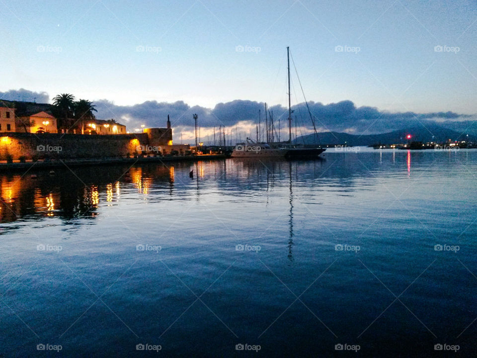 view of mediterranean sea just after sunset