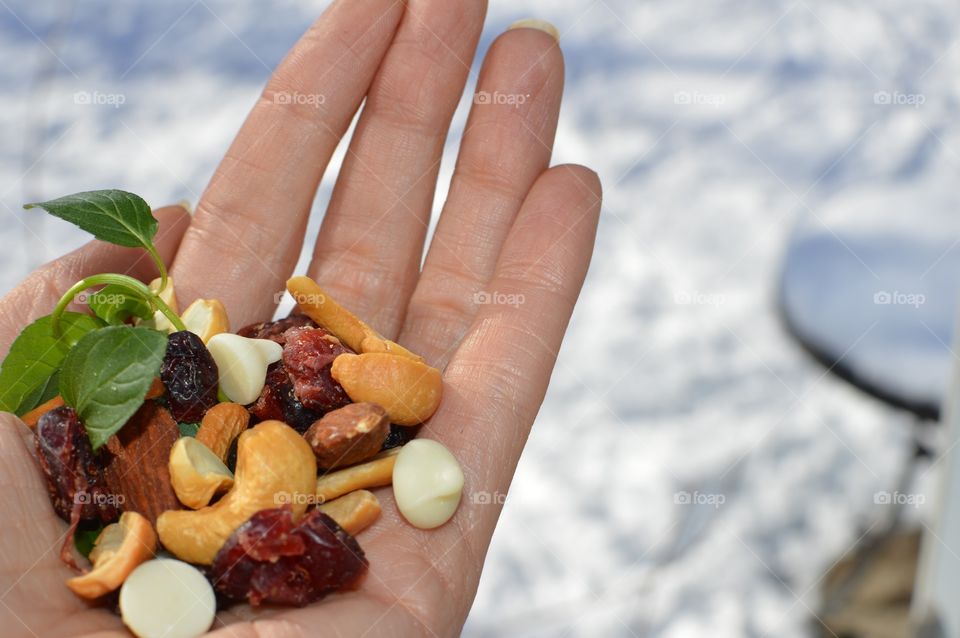 Close-up of healthy snack food in hand