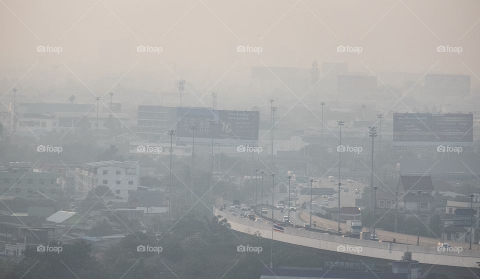 PM 2.5 dust problem in the big city look like fog