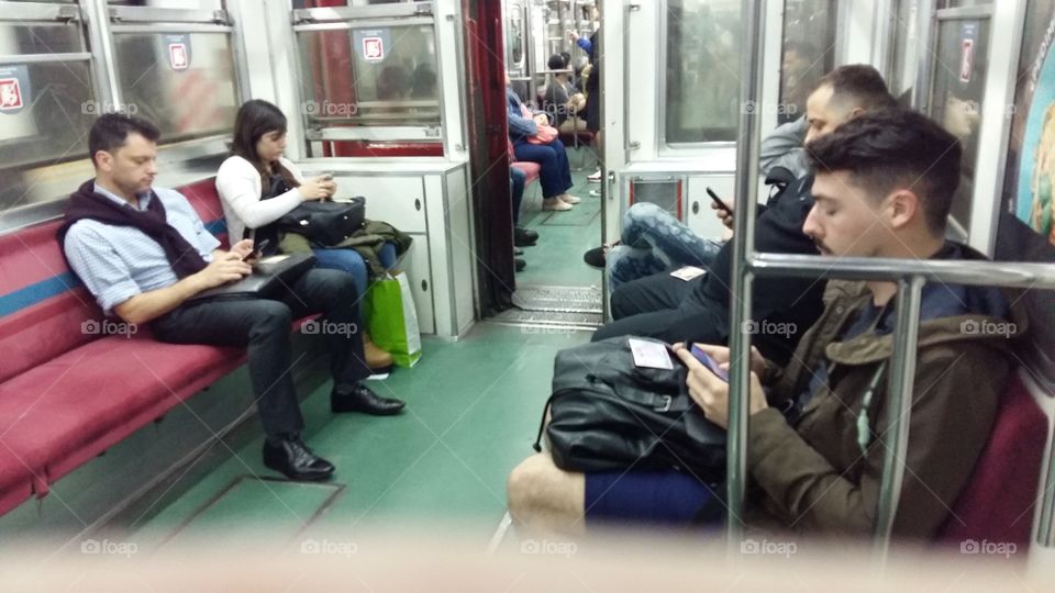 Smartphone World in the Subway