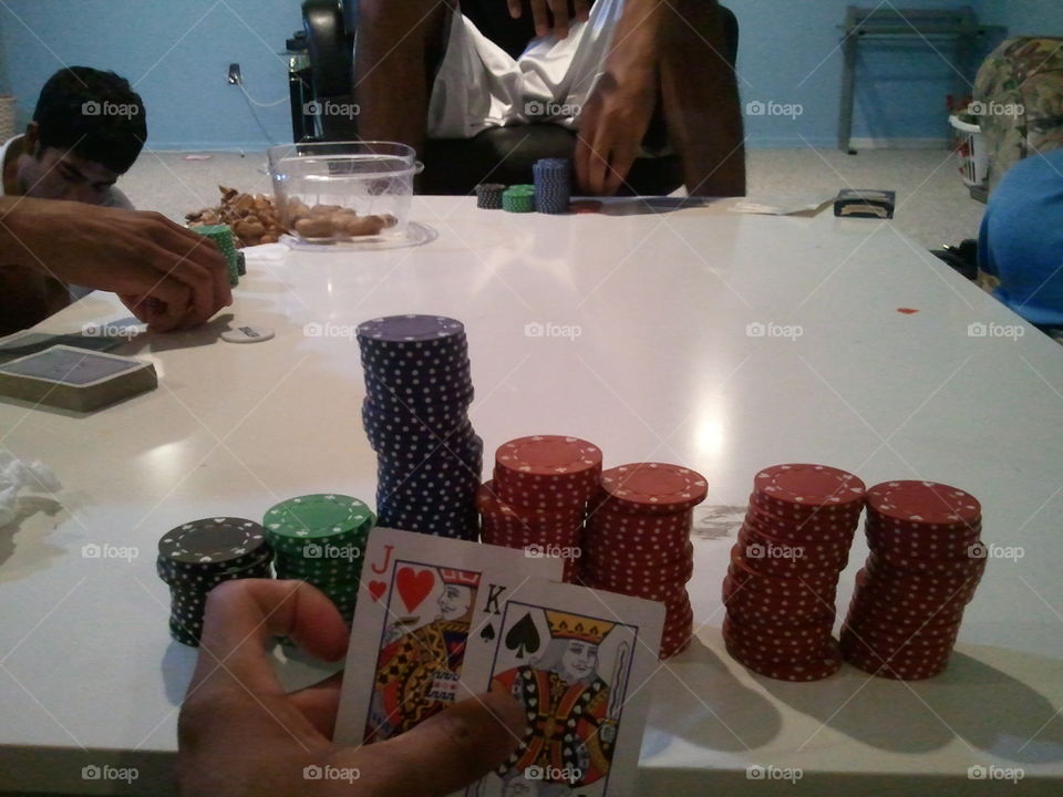 playing poker with friends