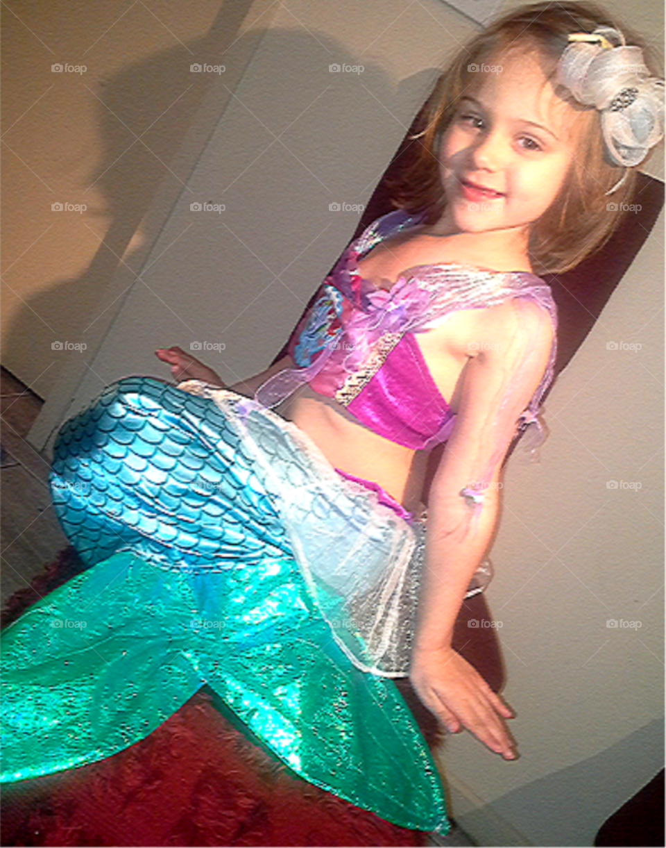 Kids Mermaid Dreams!. I Made This Into A Beautiful Mermaid Costume