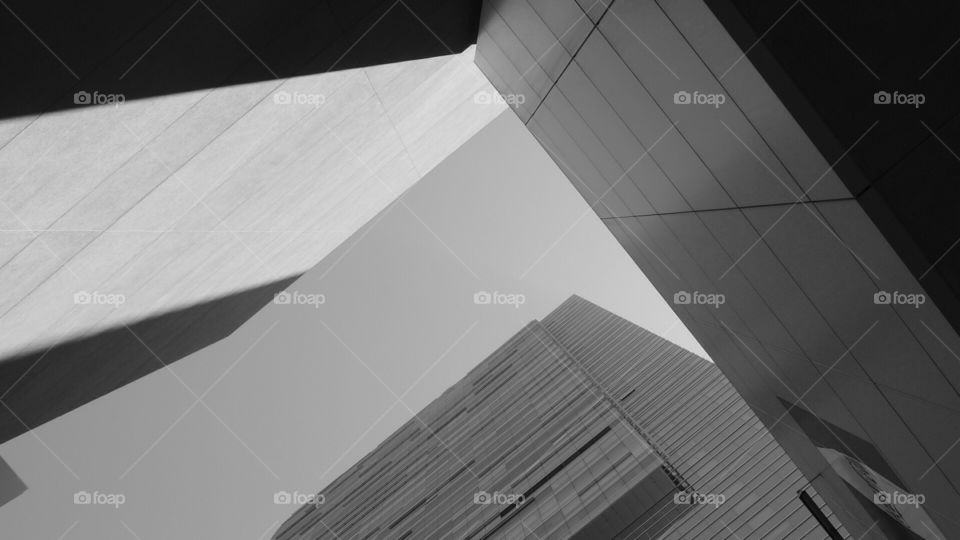 Monochrome modern architecture. B&W black and white modern architecture in downtown La California