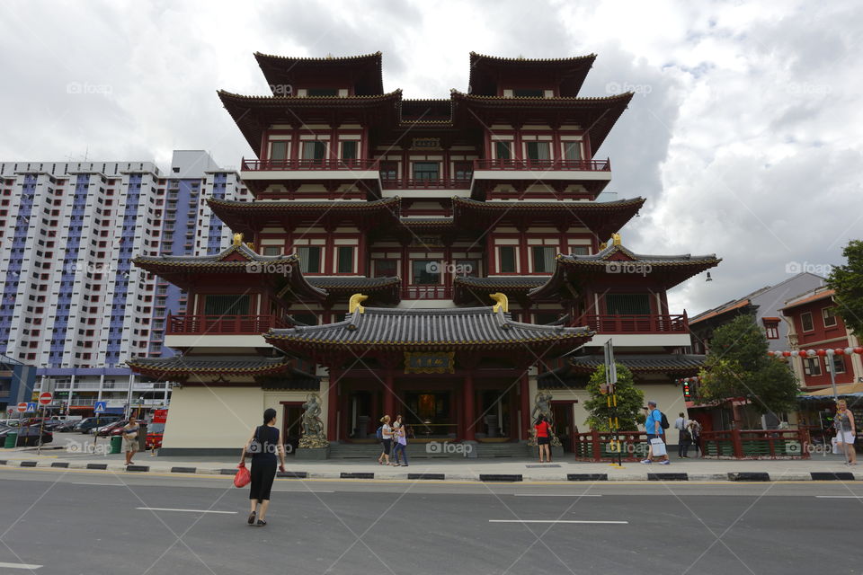 Singapore buddhist pagoda in chinatown