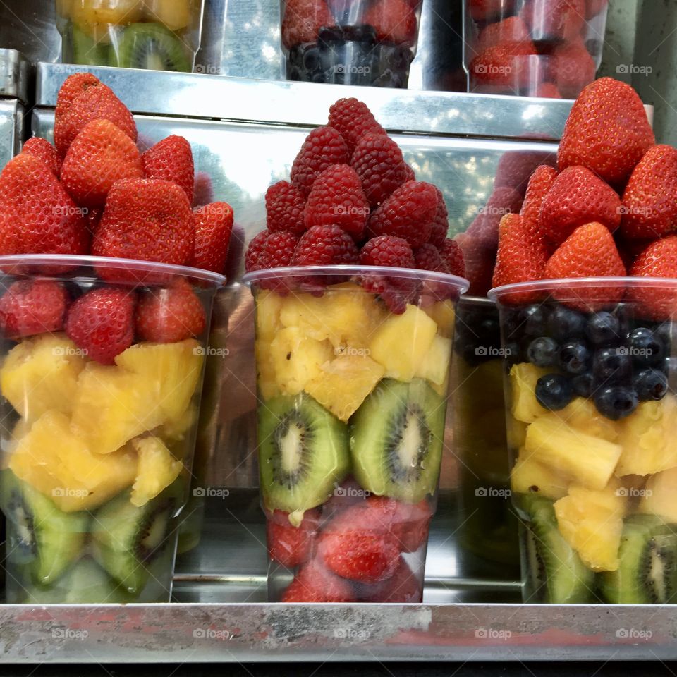Delicious cups of assorted fruit 