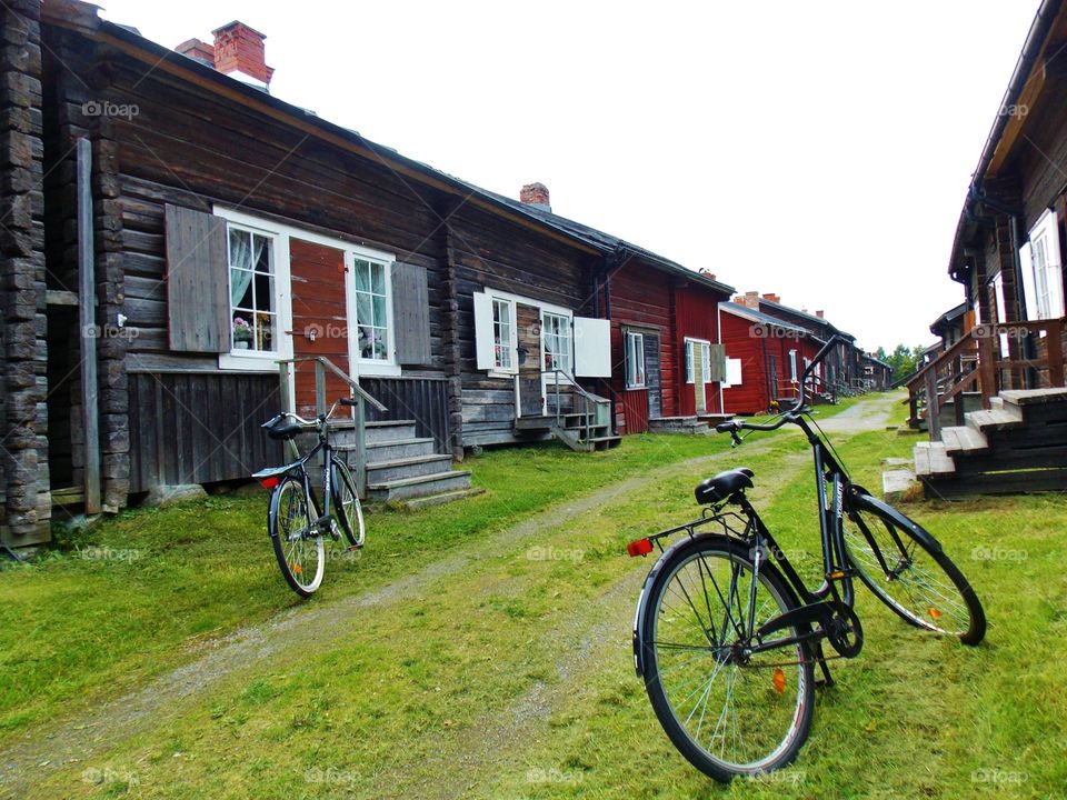 Bonstann. Old historic wood houses in Skellefteå, northern Sweden. Its about 200 years and more.