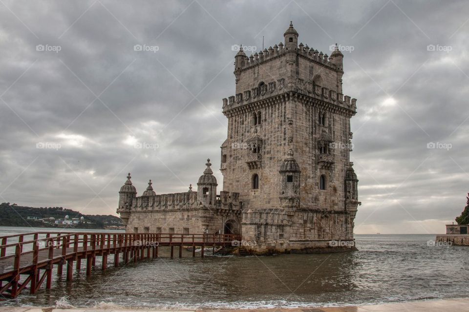 View of Belem tower in river