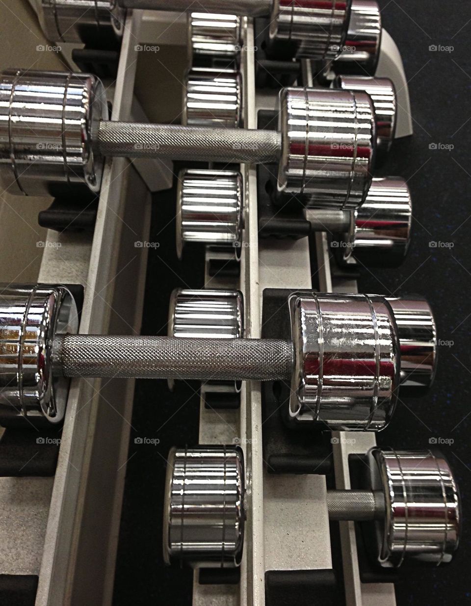 Dumbbells at the gym.