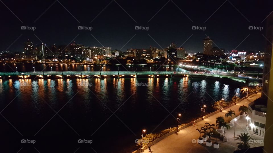 View of a city at night