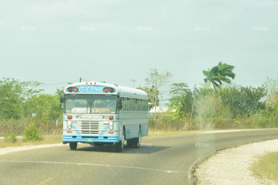 Old blue bus