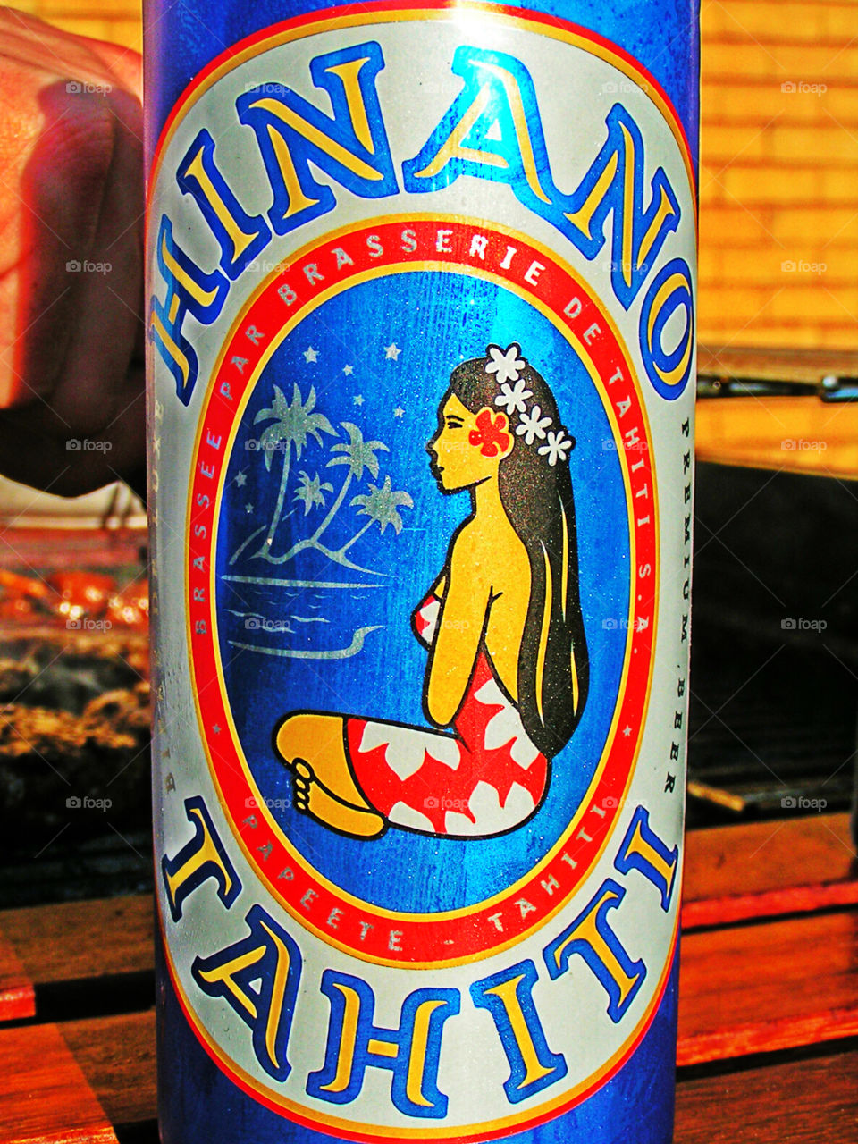 HDR photo of a can of Tahitian beer. Hinano Beer.