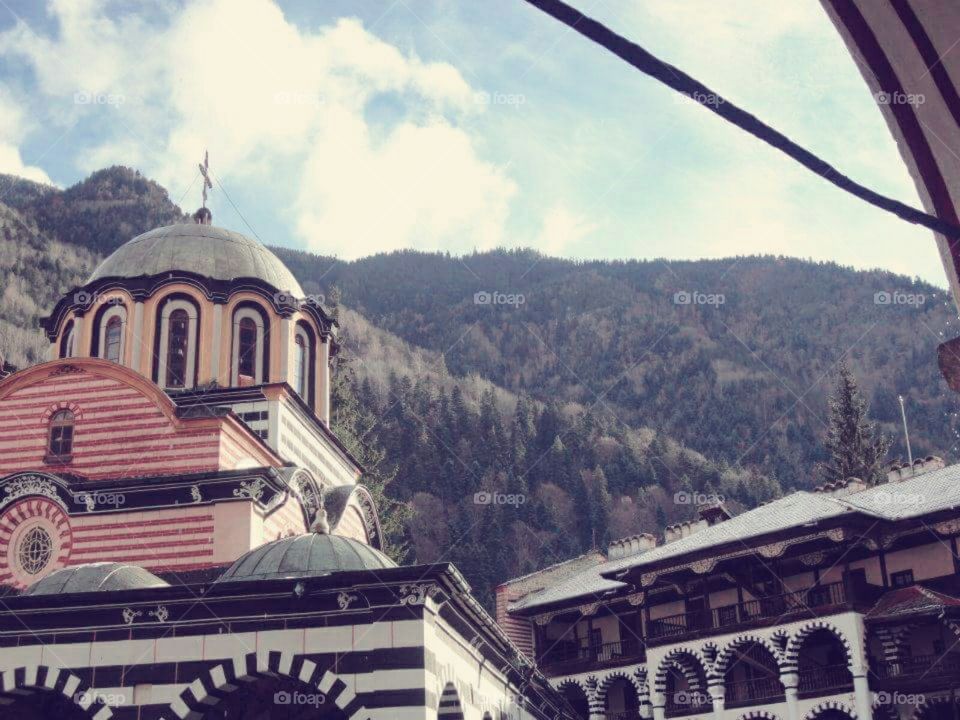 Monastery Building Ancient Old Mountain Sky