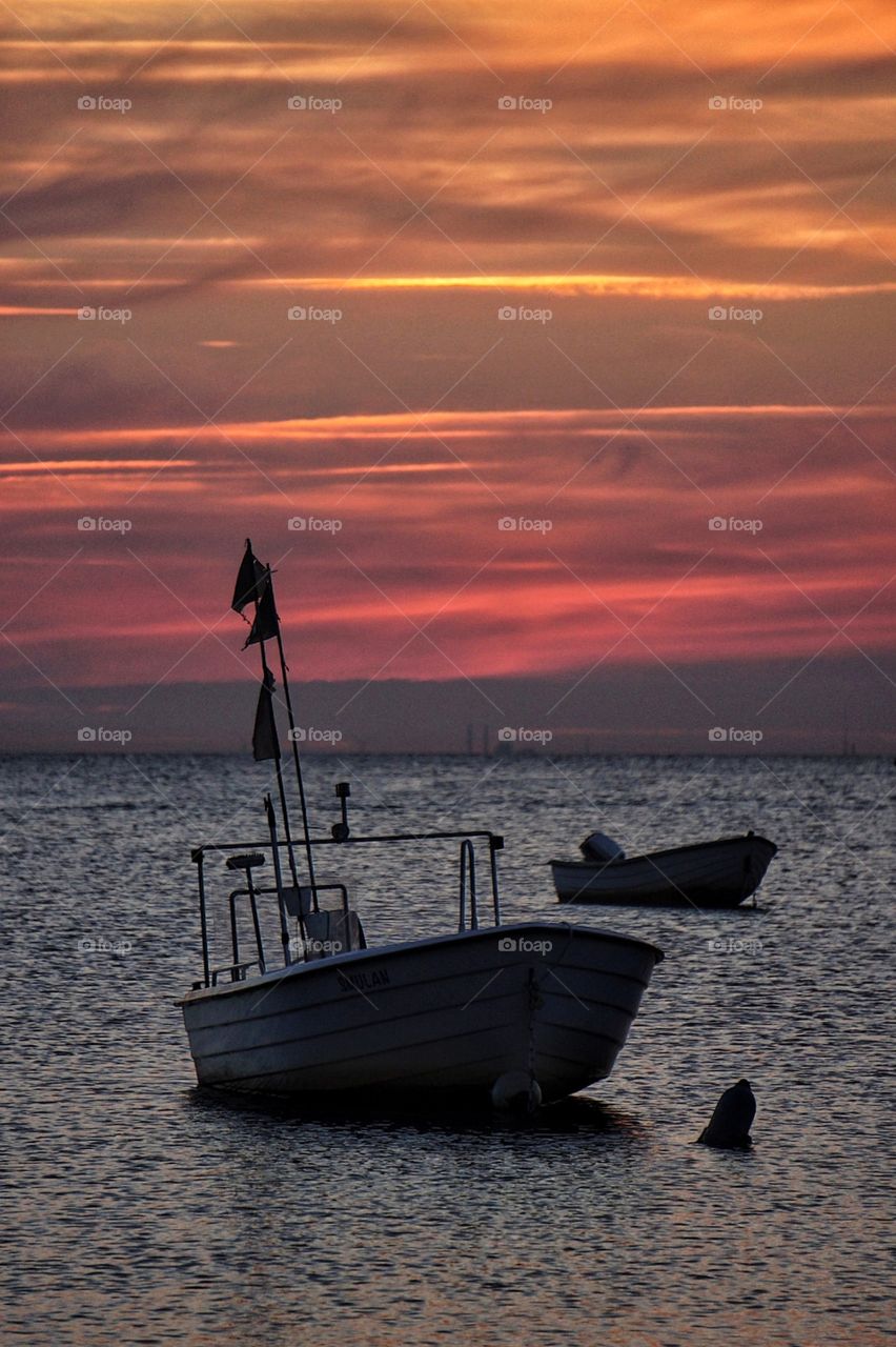 Boats in sunset