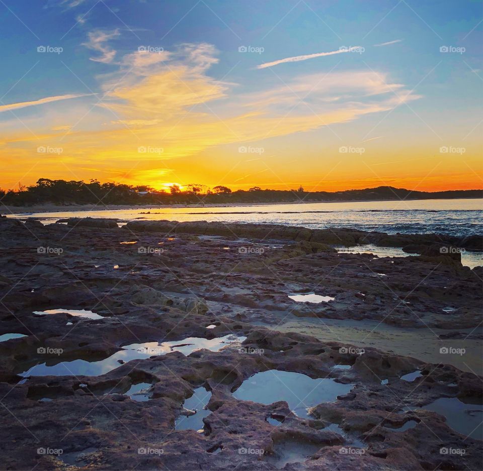 Sunset over the rock pools 