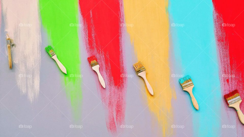 colorful paints on the wall