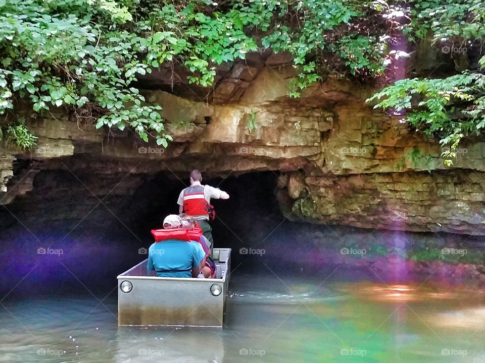 Twin Cave Tours. Boat ride through Twin Caves in Indiana.