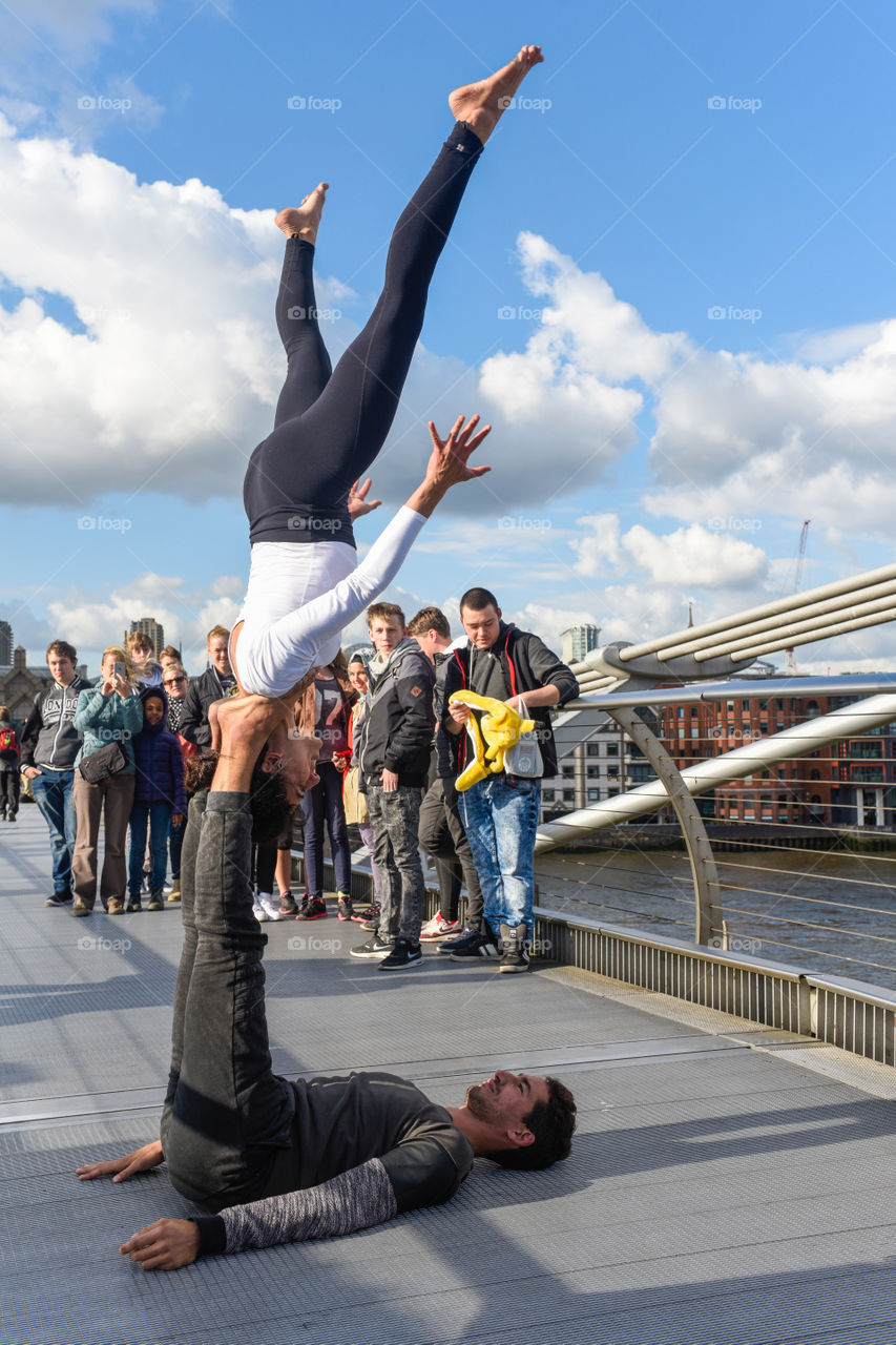 Street artists in London.