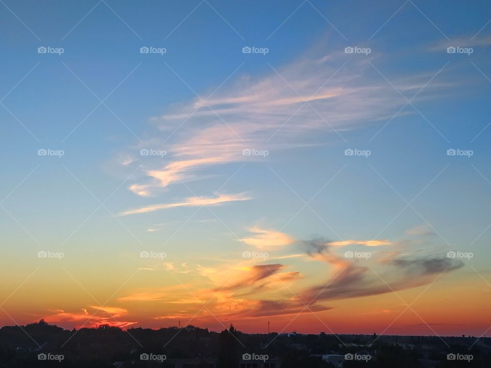 Spilled paints on the evening sky