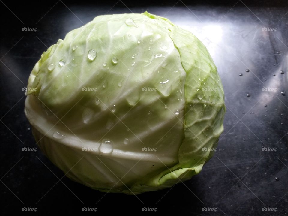 Fresh cabbage in black background