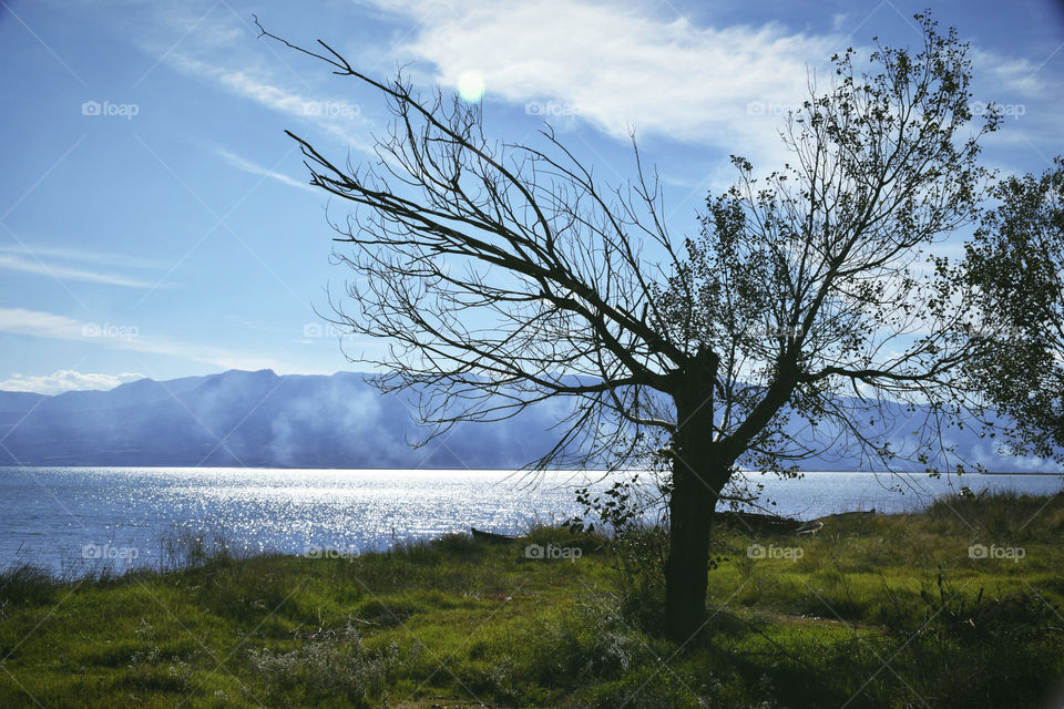 View of mountain near sea