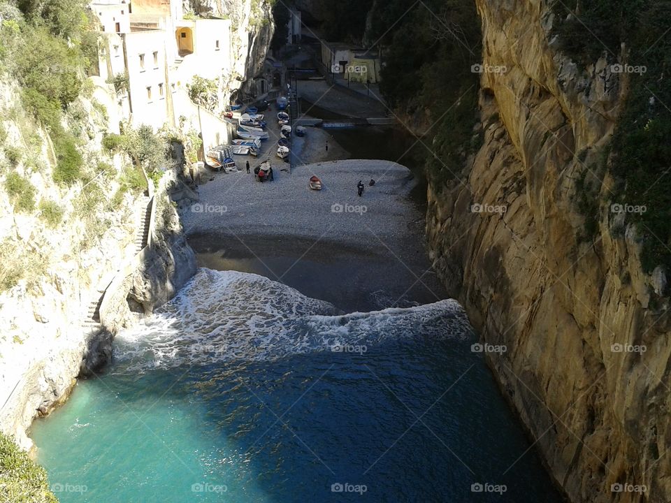 Narrow beach in Amalfi - Italy