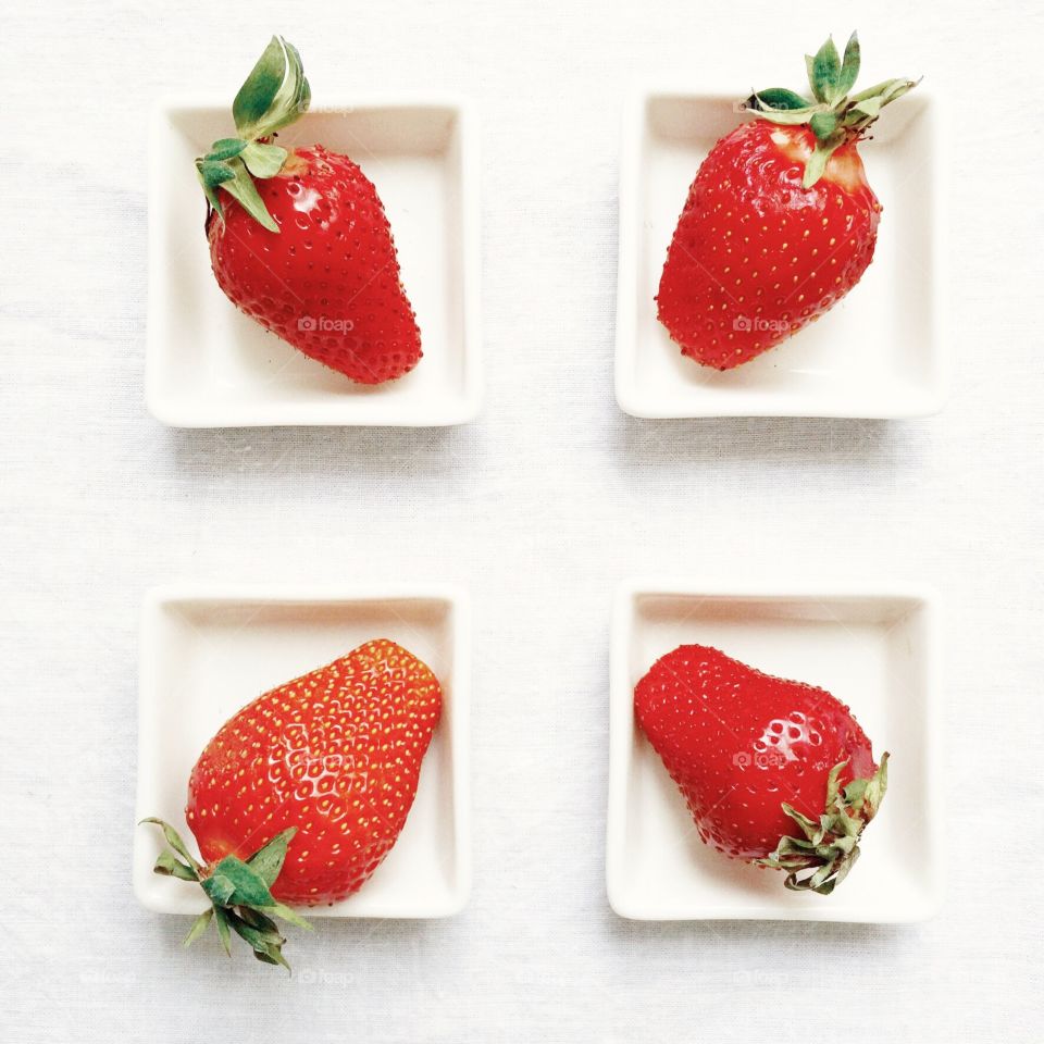 High angle view of a strawberry