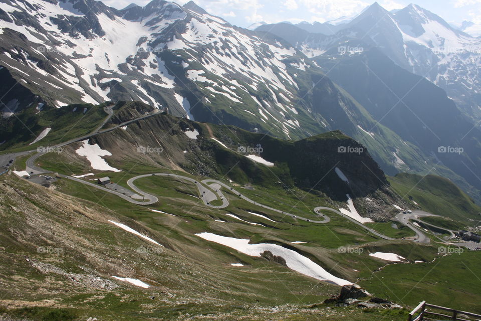 High angle view of snowy landscape