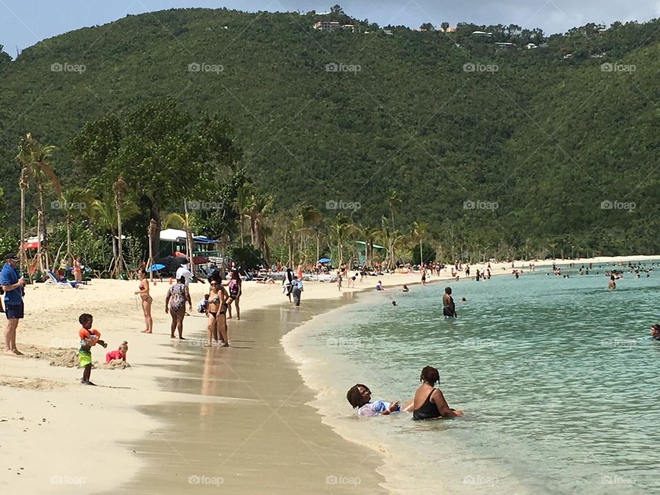 A summer beach day on the tropical island of St. Thomas.