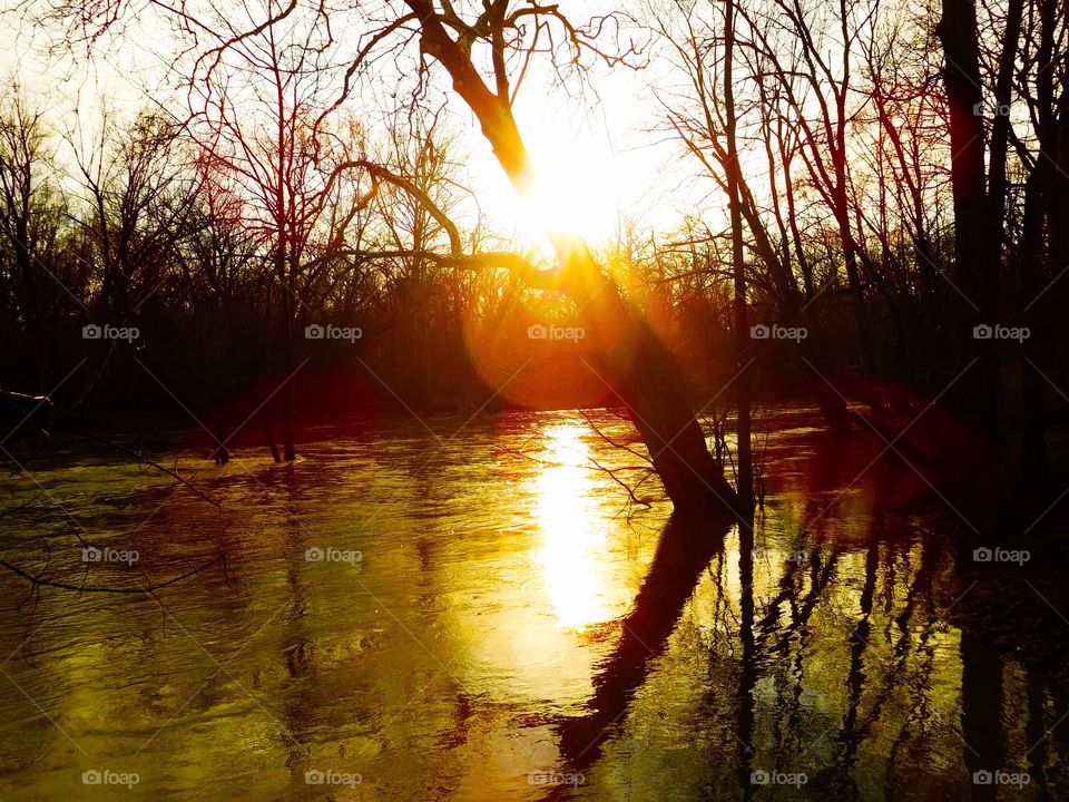 Spring sunset on the river