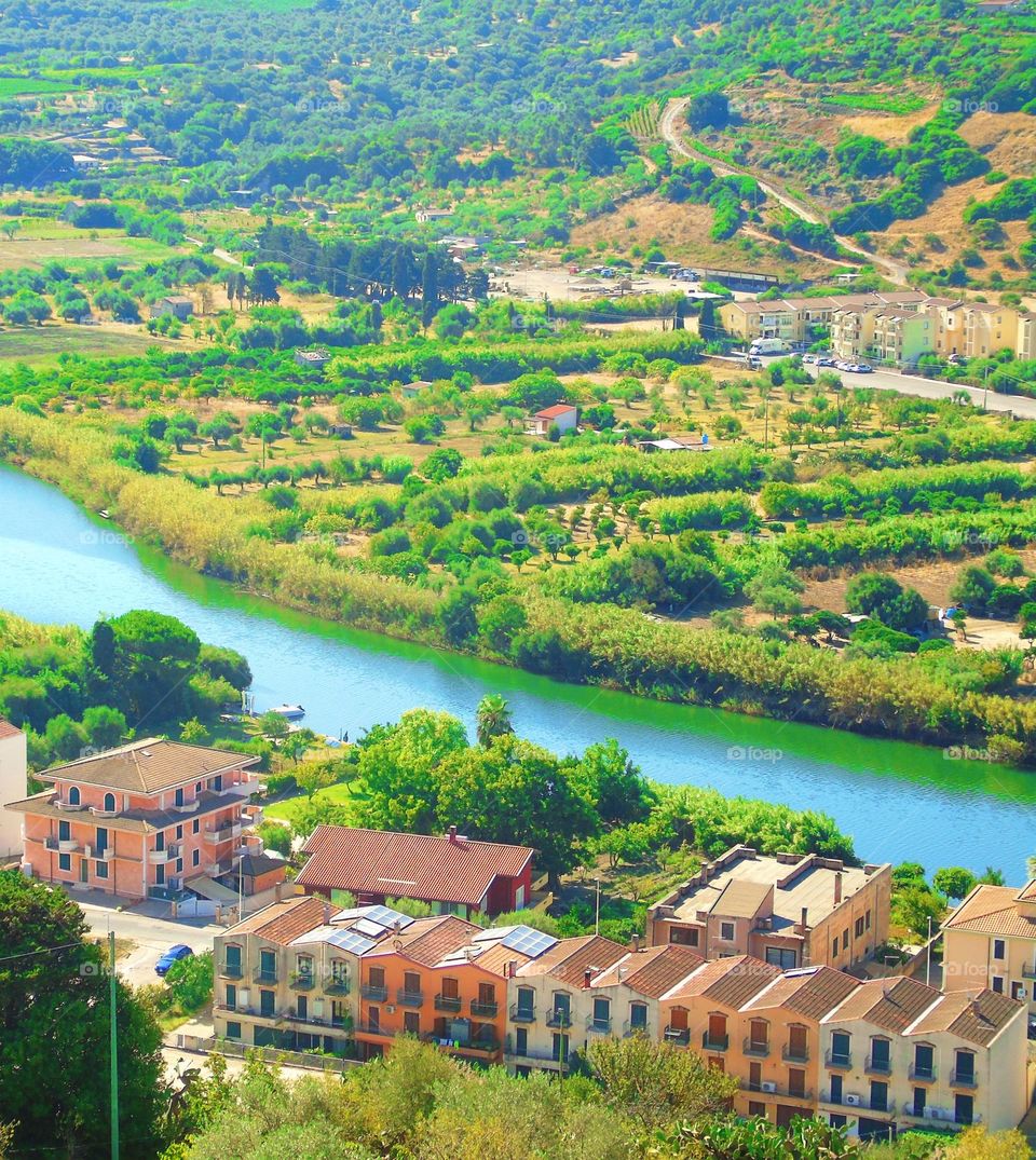 this is a panoramic shot taken from the top of the tower of bosa castle