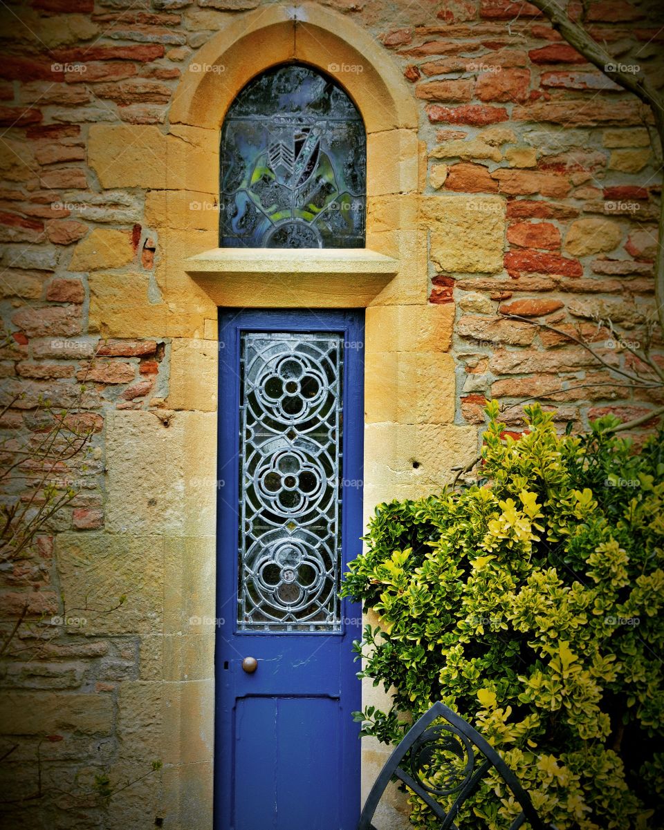 Blue closed door