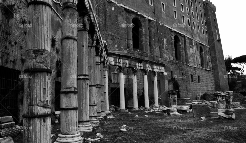 Roman forum black and white