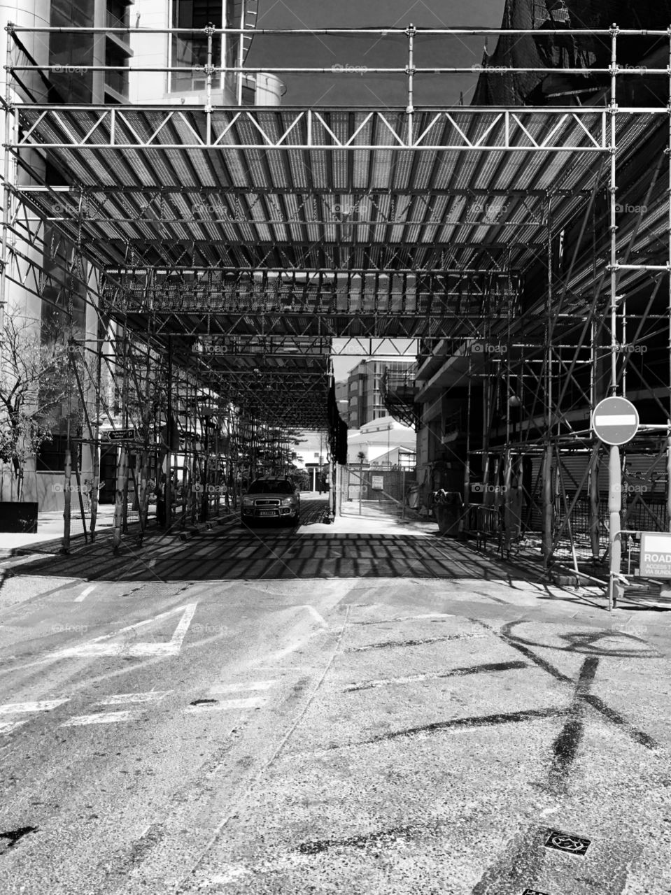 City under construction #works #road #blackandwhite