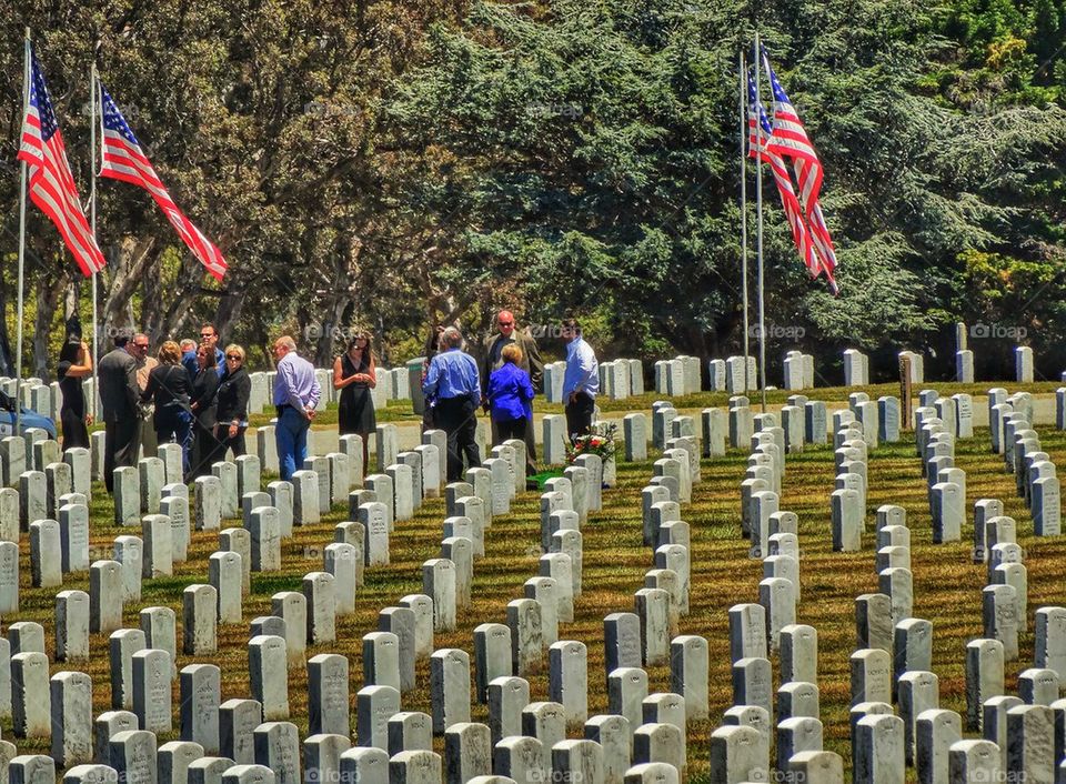 Mourners at a Military Funeral