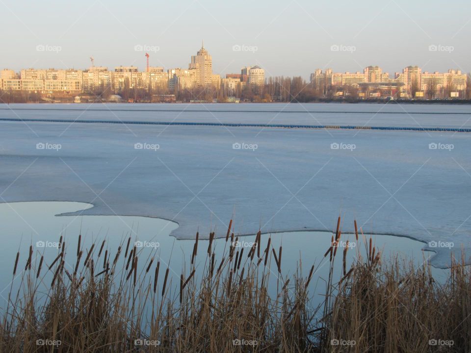 spring is coming, the ice is melting on the river, the sun is warming, nature is awakening from sleep, the city of Voronezh on the river