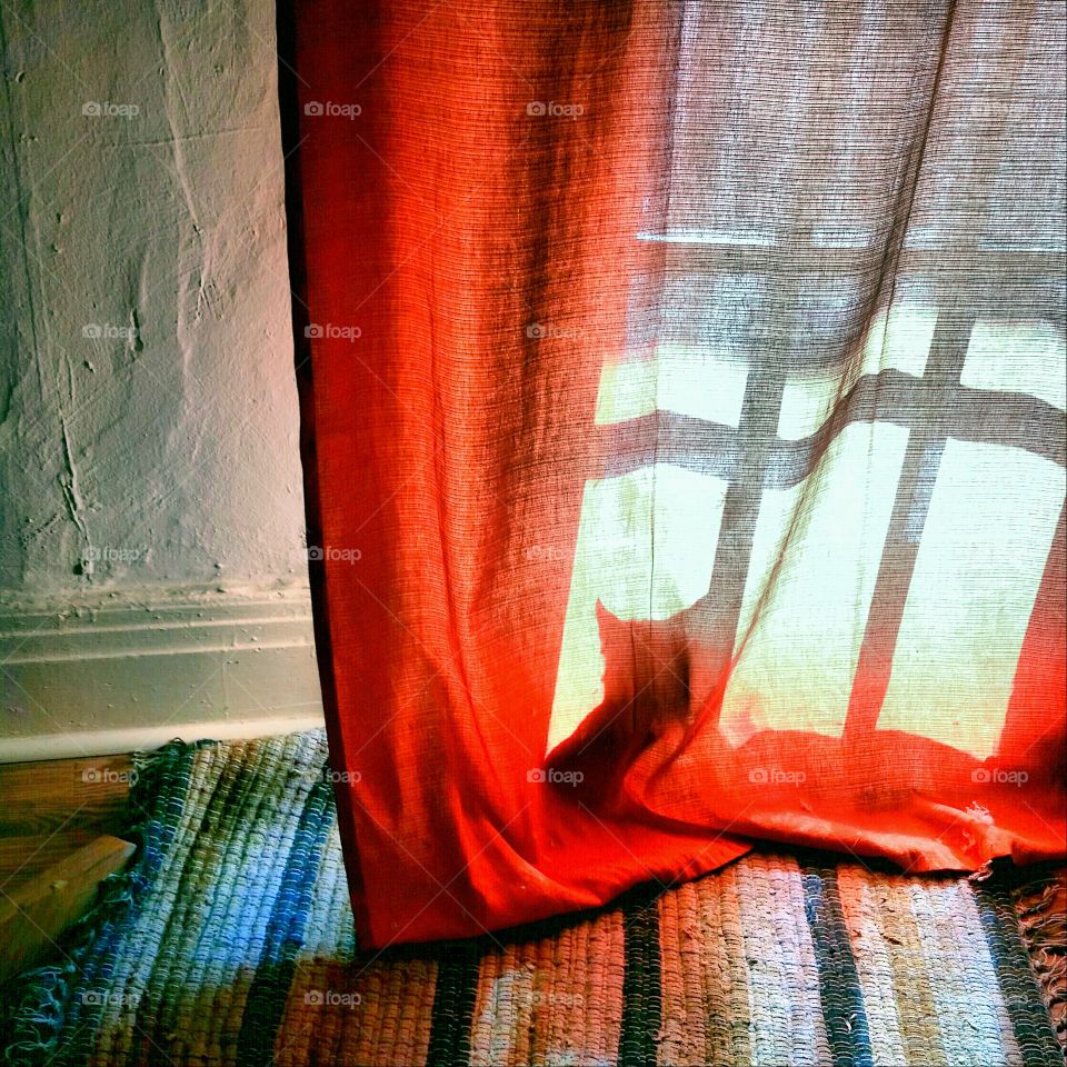 View of bright curtains