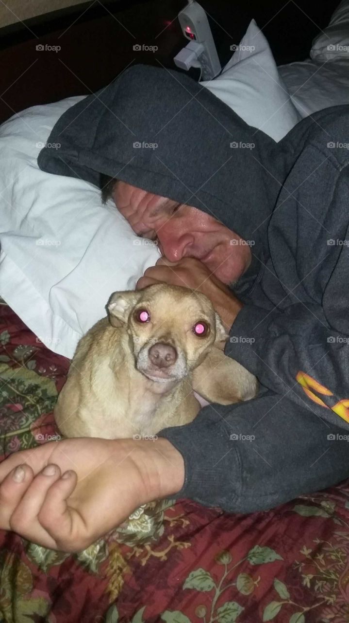 My boyfriend's nap time with my dog :)